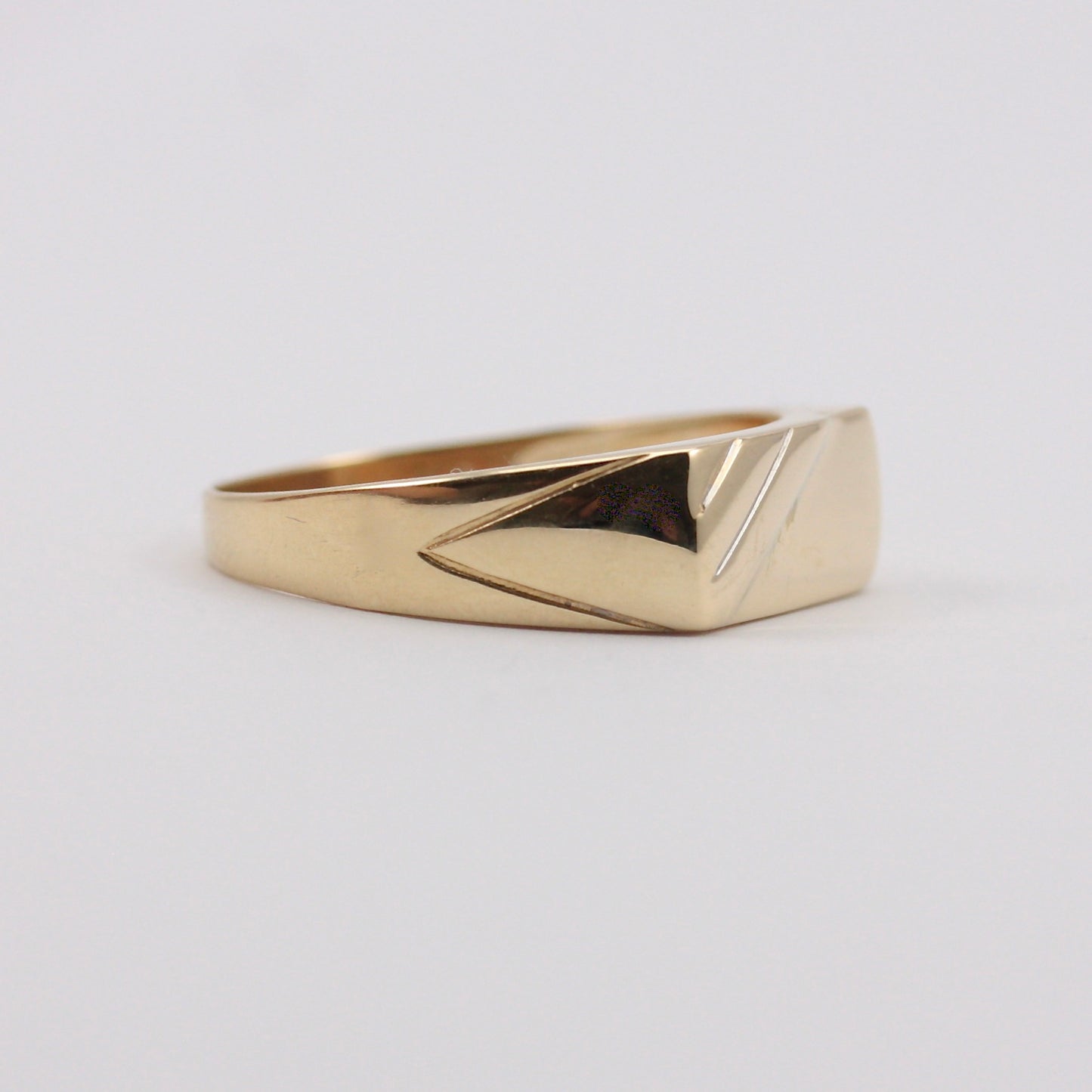 Vintage 9ct Gold Flat Front Bar Signet Ring, c1980s