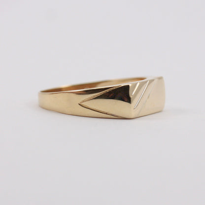 Vintage 9ct Gold Flat Front Bar Signet Ring, c1980s
