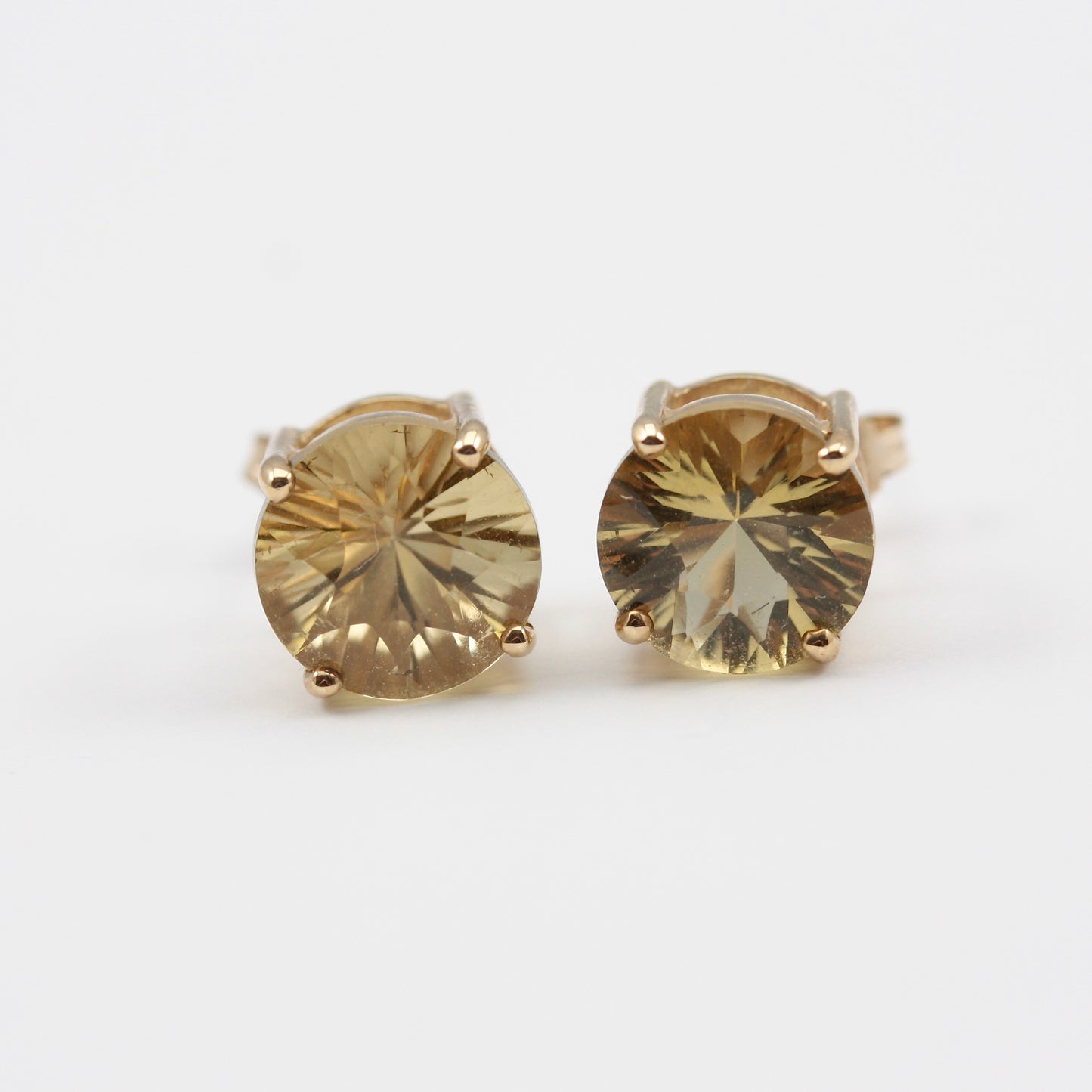 Pre-owned 9ct Gold Citrine Stud Earrings, 10mm, Modern