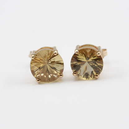 Pre-owned 9ct Gold Citrine Stud Earrings, 10mm, Modern