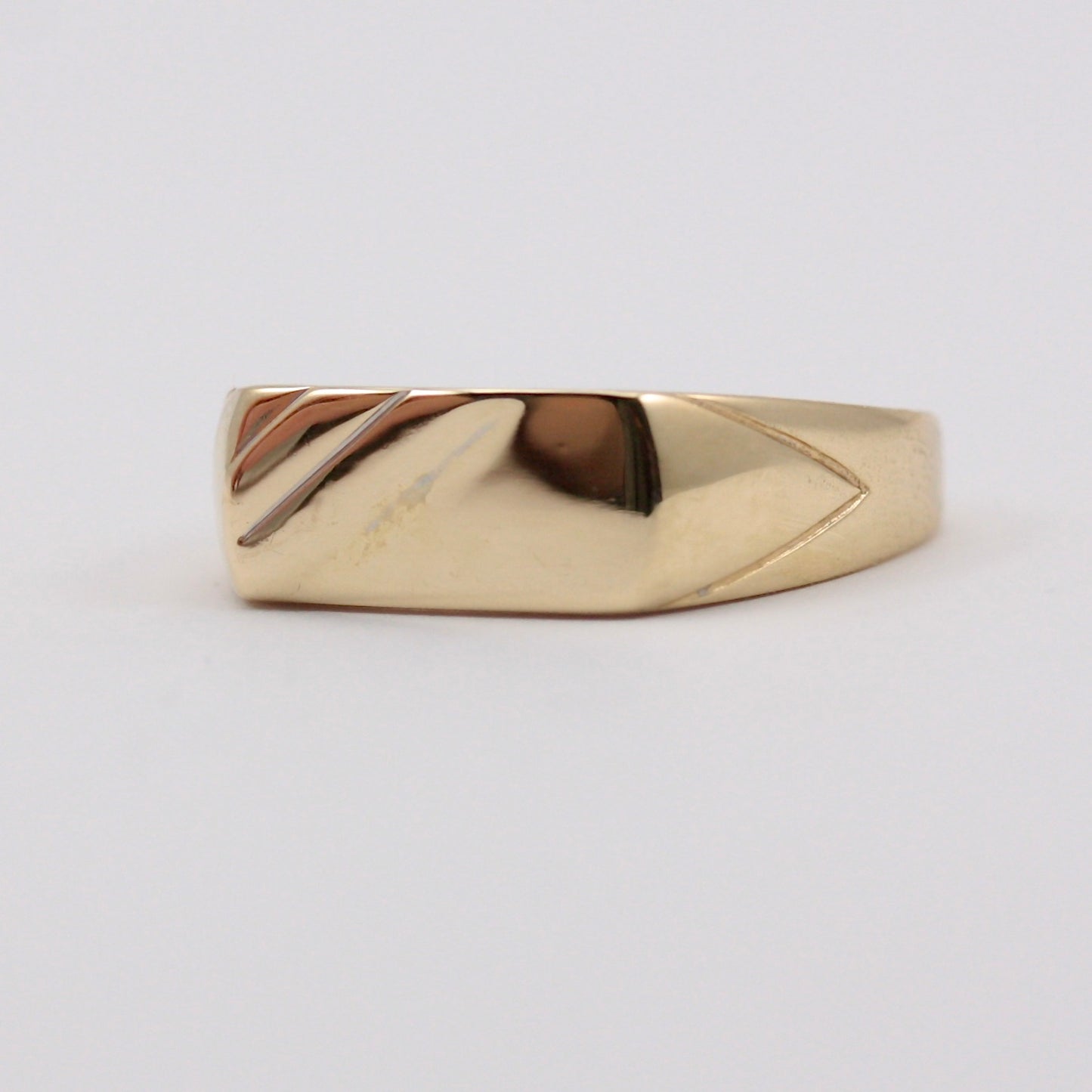 Vintage 9ct Gold Flat Front Bar Signet Ring, c1980s