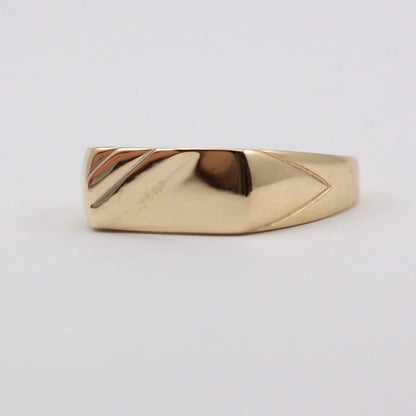 Vintage 9ct Gold Flat Front Bar Signet Ring, c1980s