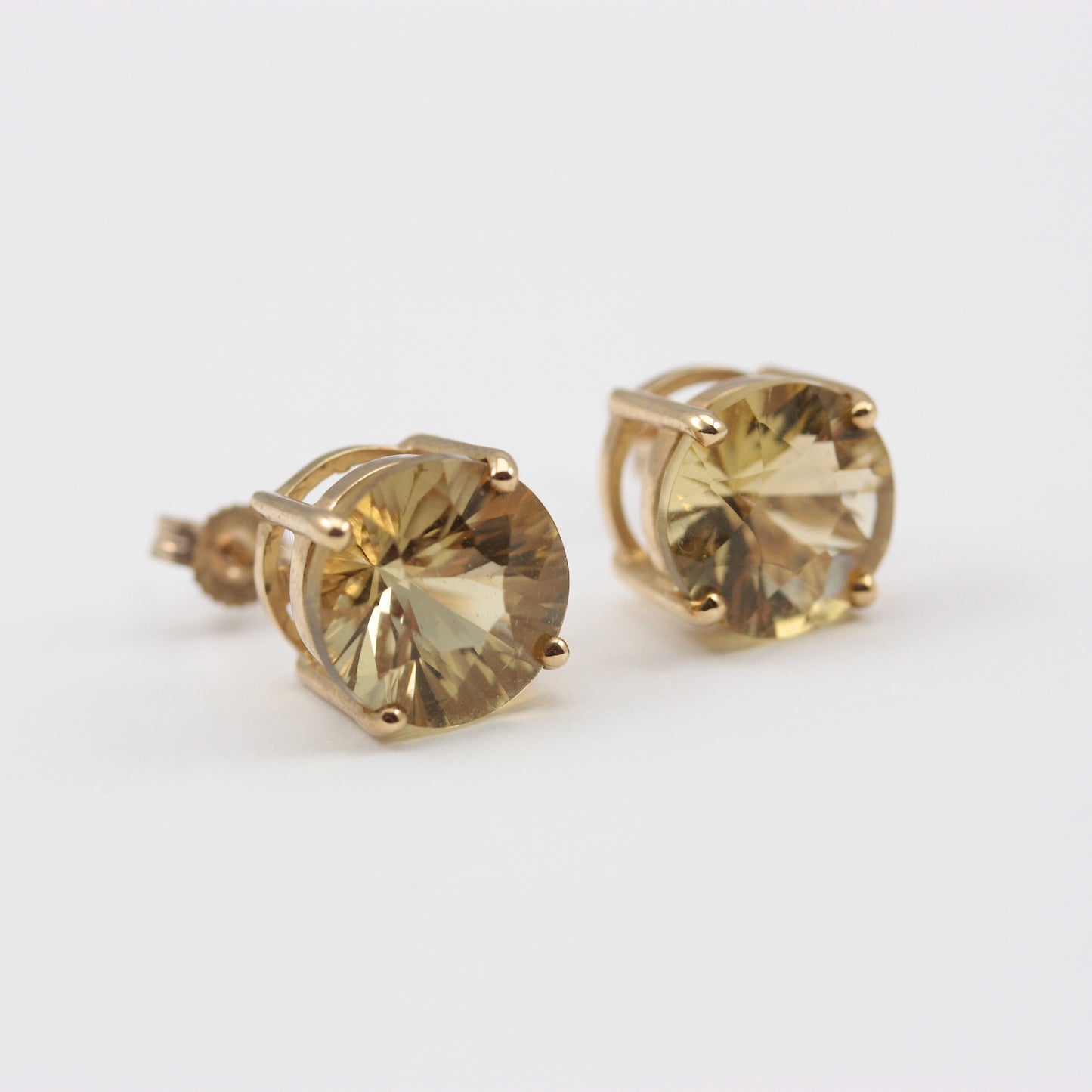 Pre-owned 9ct Gold Citrine Stud Earrings, 10mm, Modern