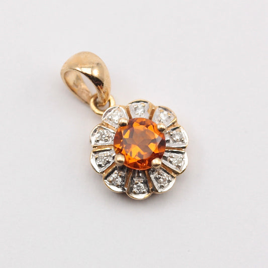 luke stockley 9ct gold diamond citrine cluster pendant