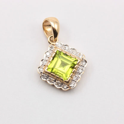 Pre-owned 9ct Gold Peridot Diamond Pendant, Luke Stockley