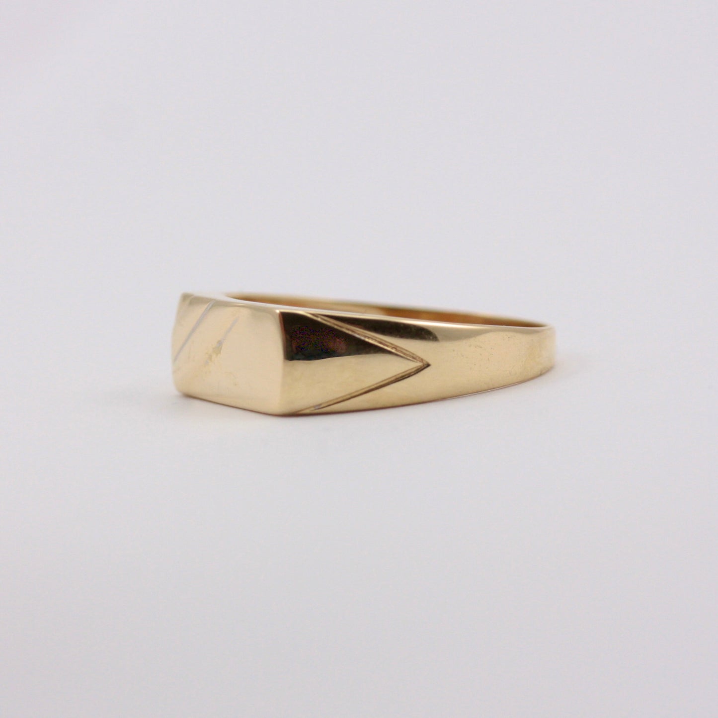 Vintage 9ct Gold Flat Front Bar Signet Ring, c1980s