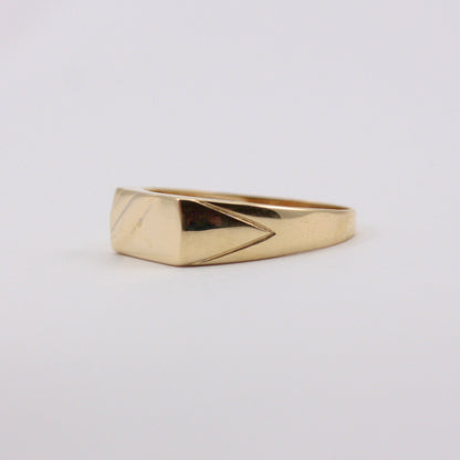 Vintage 9ct Gold Flat Front Bar Signet Ring, c1980s
