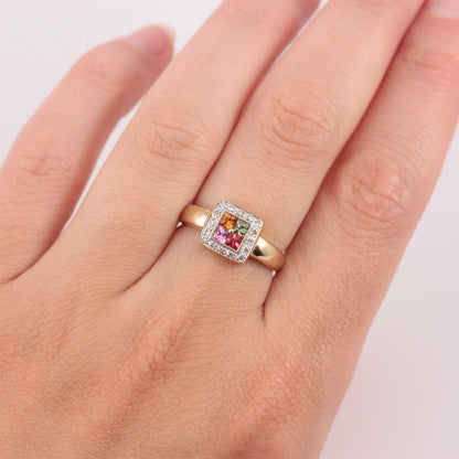 topaz and diamond square ring
