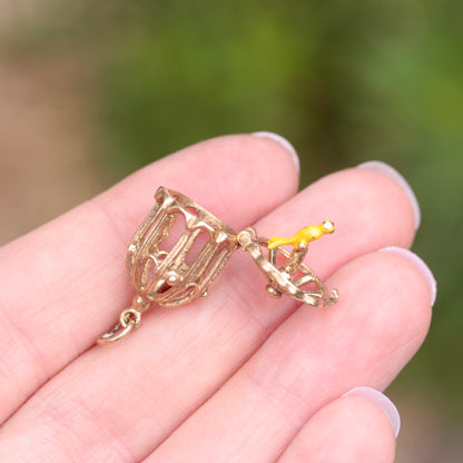 vintage 9ct gold birdcage charm