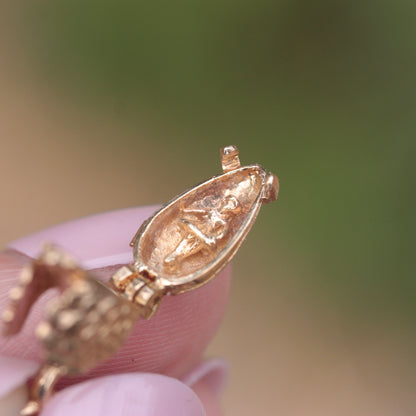 Vintage 9ct Gold Opening Swan Charm with Ballerina Inside, 1987