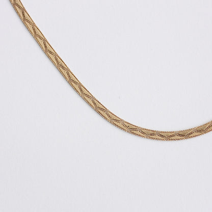Vintage 9ct Gold Pattered Herringbone Necklace, 1988