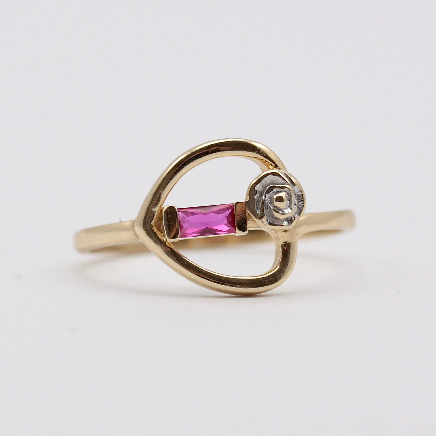 Modern 14K Gold Pink Topaz Art Nouveau Style Ring, 2019