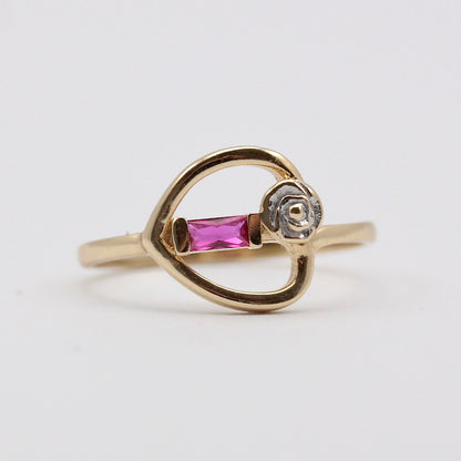 Modern 14K Gold Pink Topaz Art Nouveau Style Ring, 2019