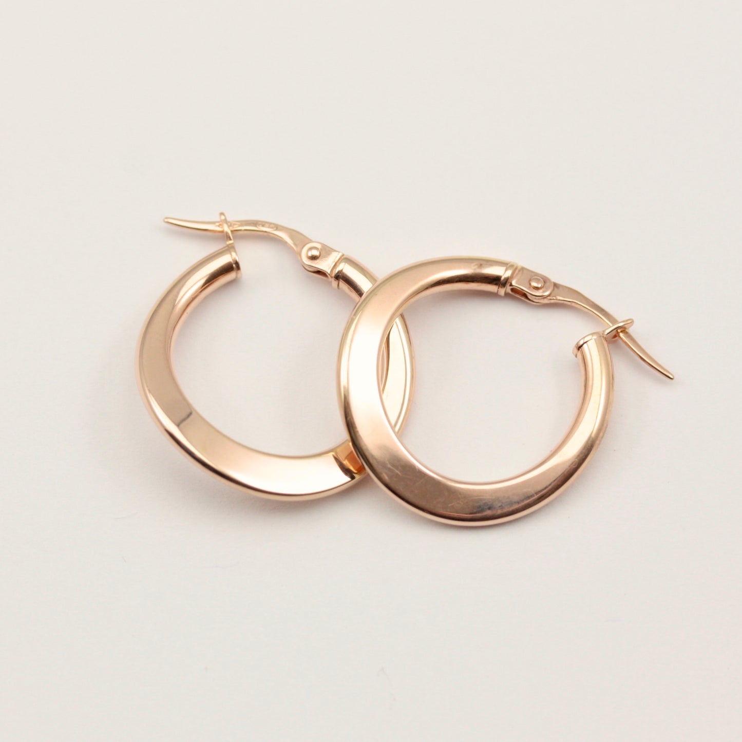 Pre-owned 14ct Rose Gold Waved Hoop Earrings