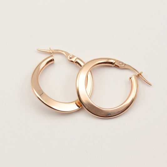 Pre-owned 14ct Rose Gold Waved Hoop Earrings
