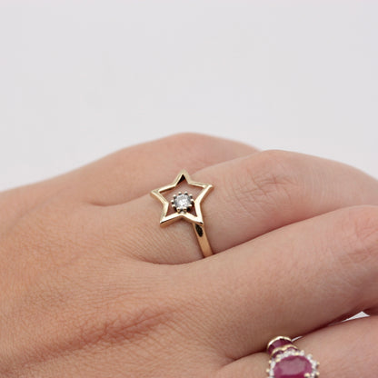 second hand 14k gold open star ring