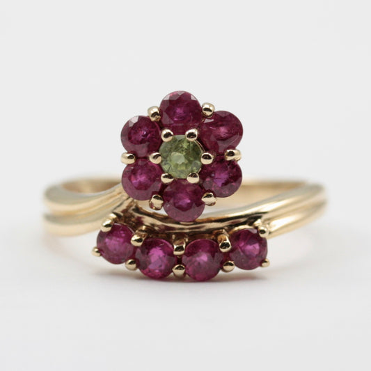 9ct gold tourmaline flower ring