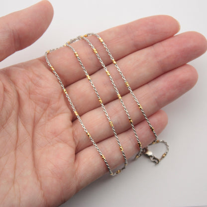 Pre-owned 9ct White Gold Rope Chain Necklace with Yellow Gold Beads