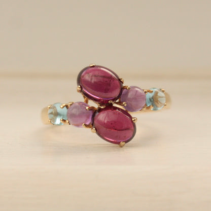 Pre-owned 9ct Gold Multi Gemstone Cabochon Ring, 2006