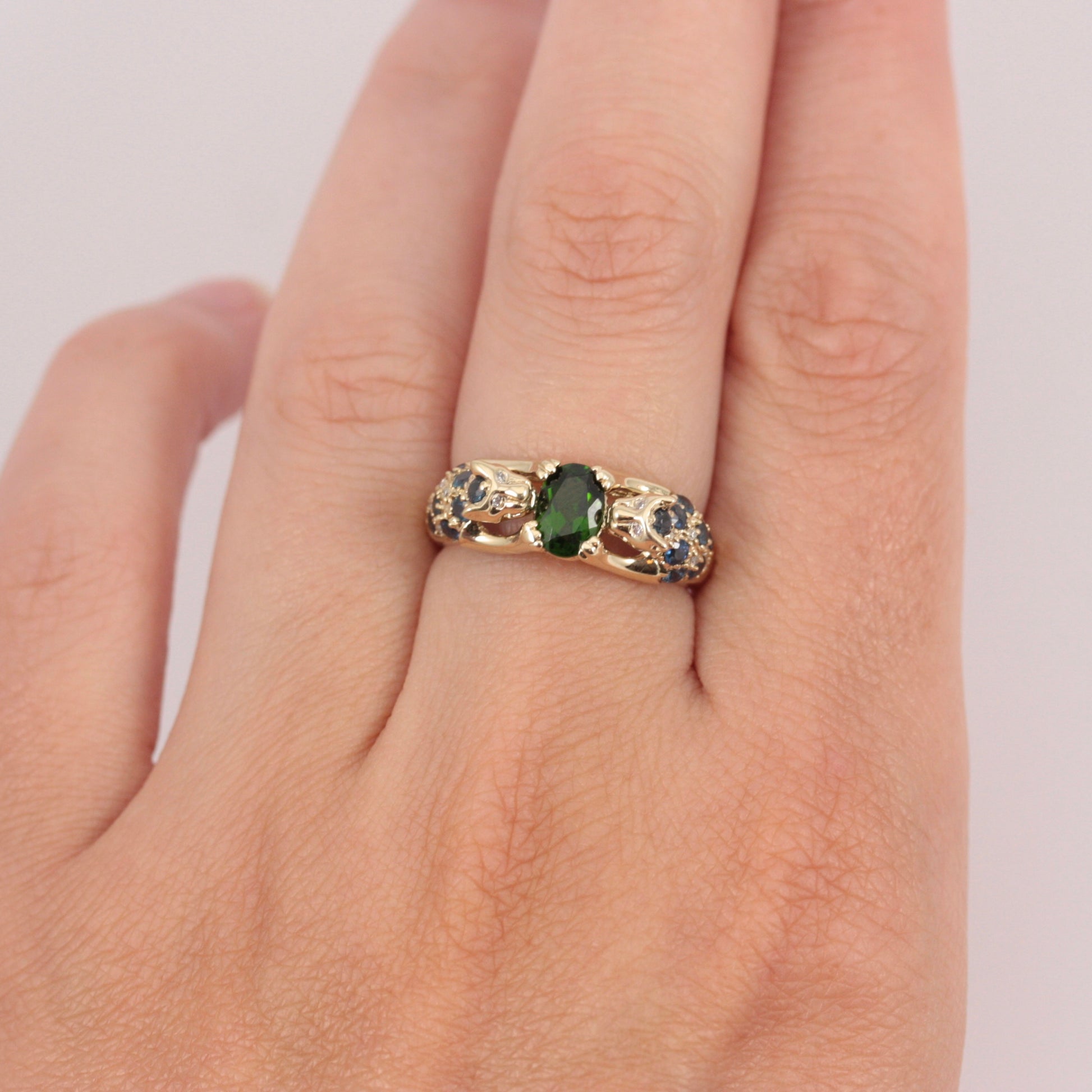 pre-owned 9ct gold panther ring