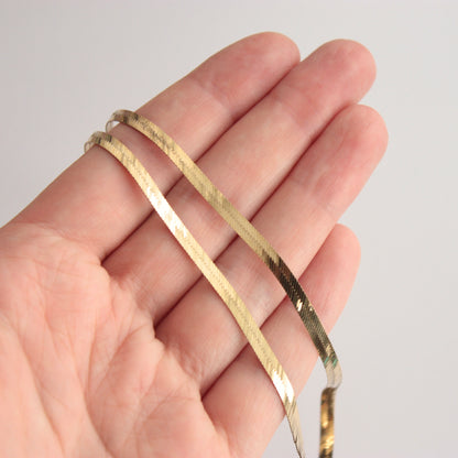 Vintage 9ct Gold Pattered Herringbone Necklace, 1988