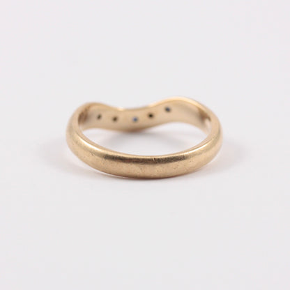 Vintage 9ct Gold Sapphire and Diamond Wishbone Ring, 2000