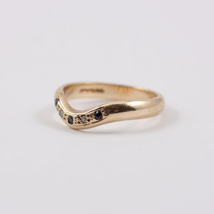 Vintage 9ct Gold Sapphire and Diamond Wishbone Ring, 2000