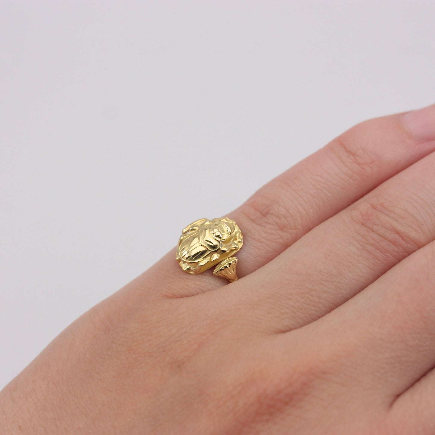 Vintage 18ct Egyptian Gold Scarab Beetle Ring, 1946 - 47.