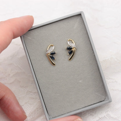 9ct gold sapphire and diamond earrings