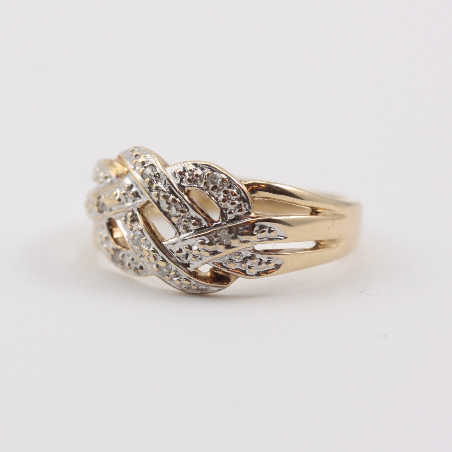 vintage 9ct gold diamond knot ring