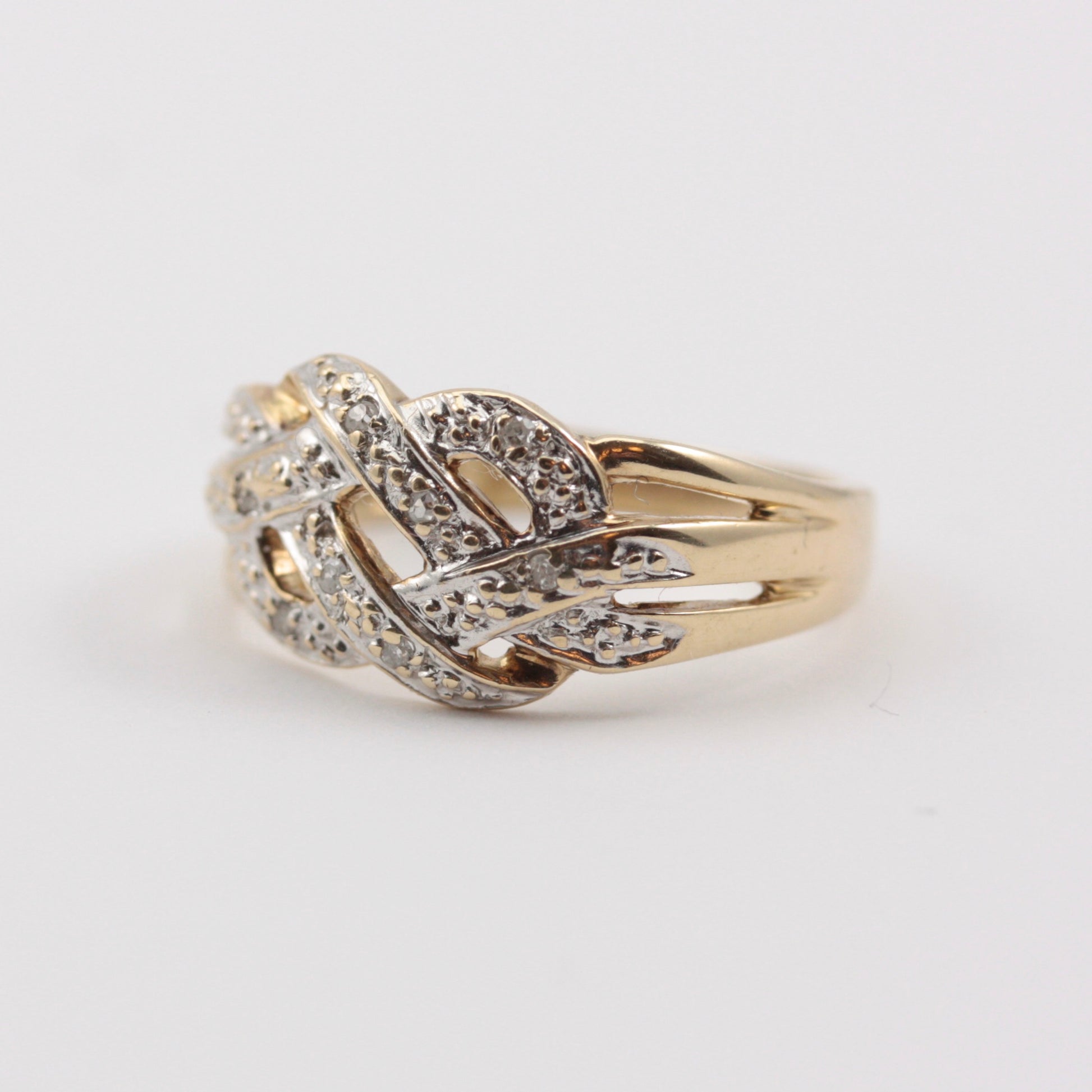 vintage 9ct gold diamond knot ring