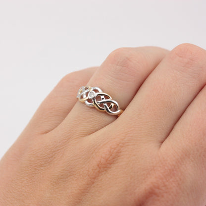 9ct gold diamond celtic knot ring