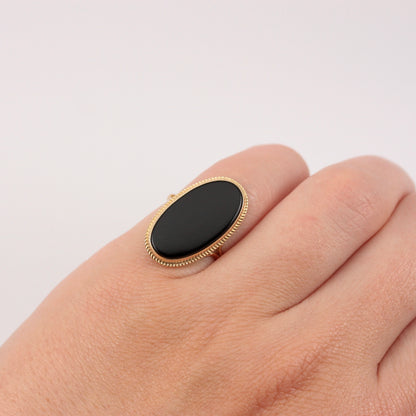 vintage 9ct gold onyx ring