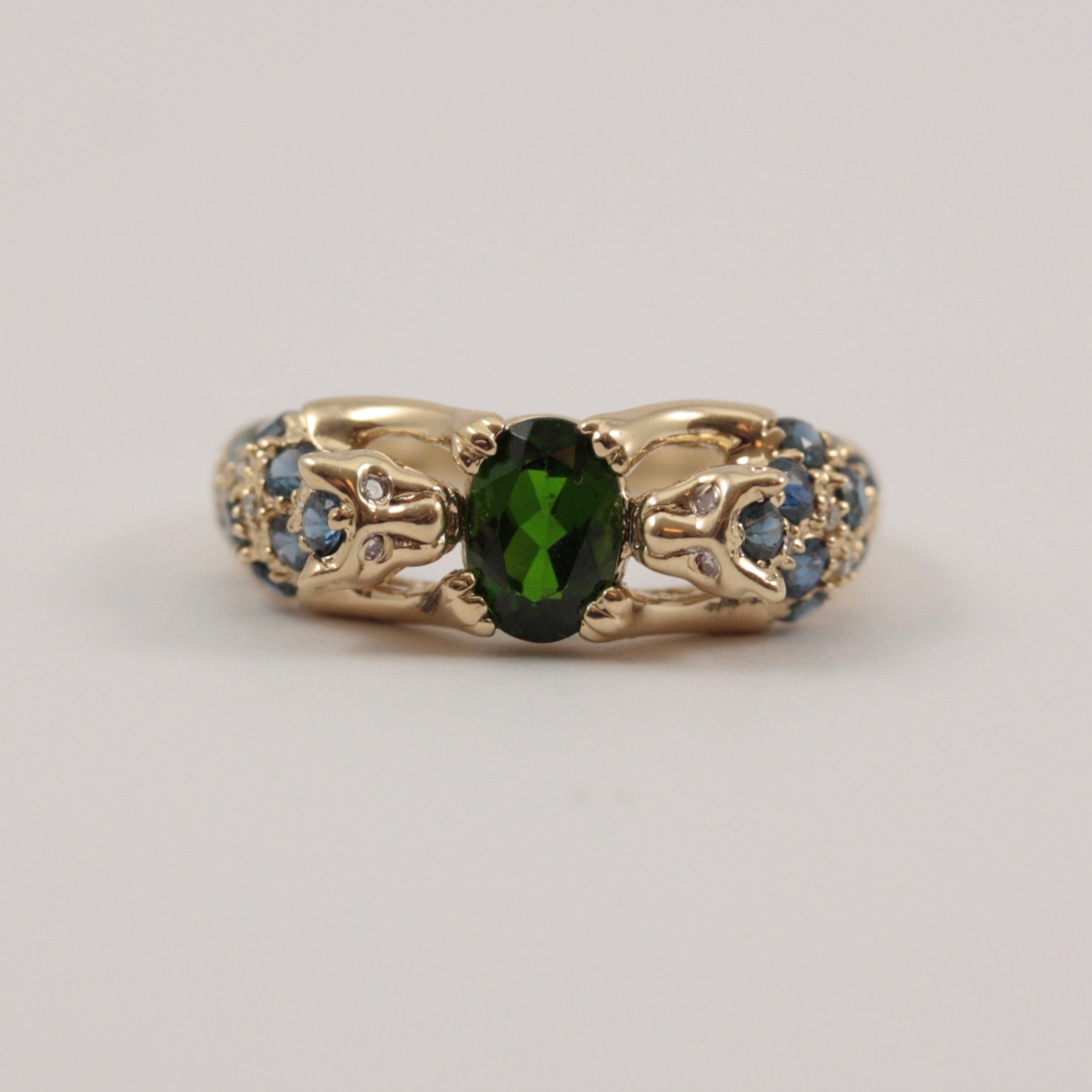 9ct gold gemstone panther ring