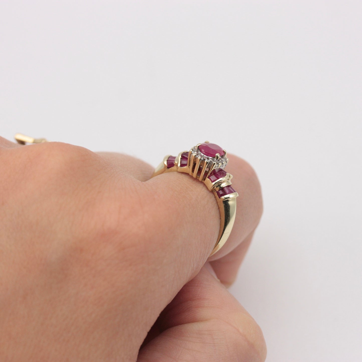 9ct gold ruby diamond ring