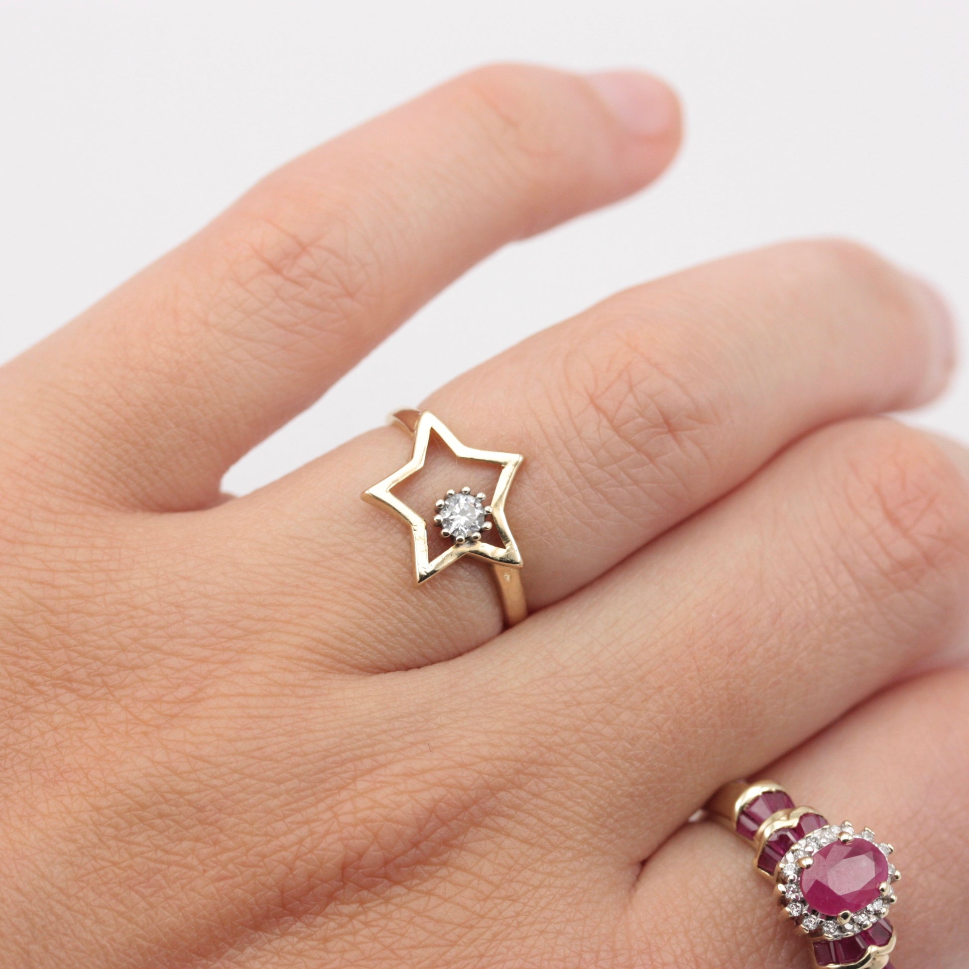 pre-owned 14k gold star ring