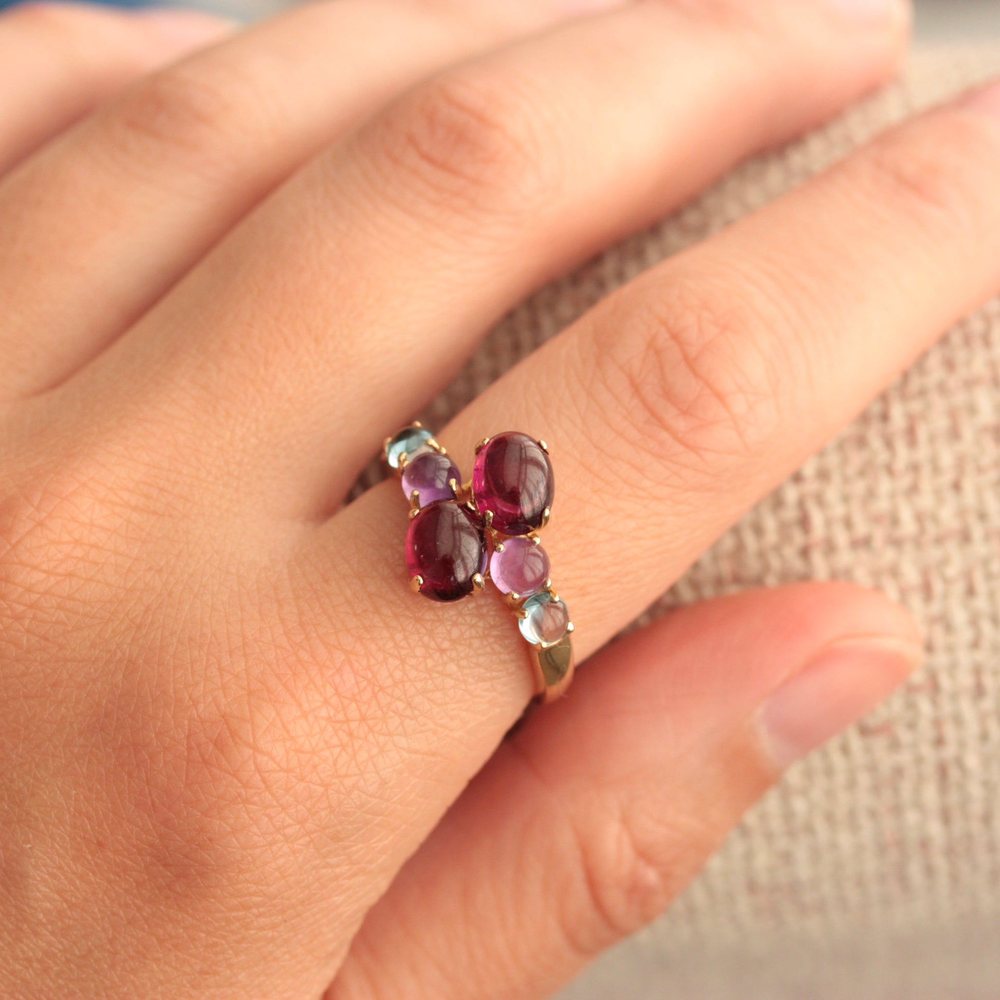 9ct gold multi gemstone ring