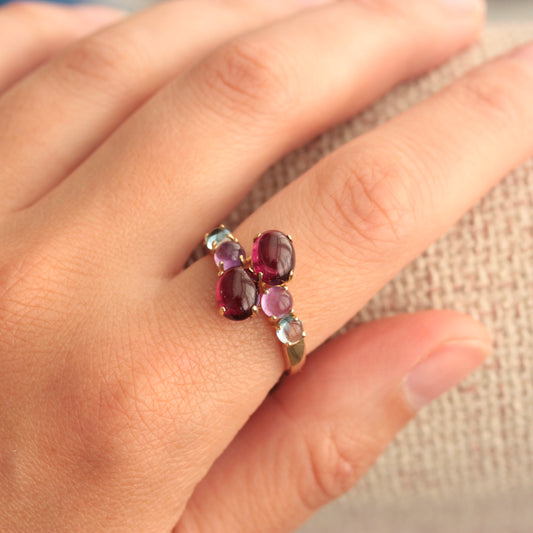 9ct gold multi gemstone ring