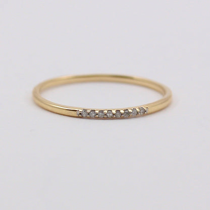 Pre-owned Skinny 9ct Gold Band with Diamonds