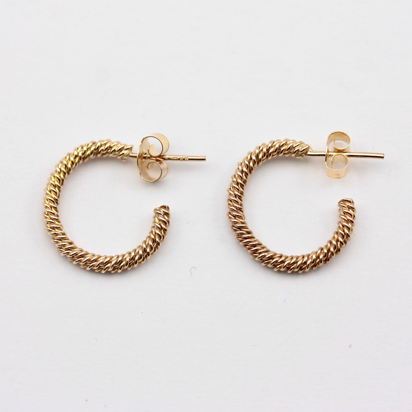 Vintage 9ct Gold Twist 3/4 Hoop Earrings, Small, 1984