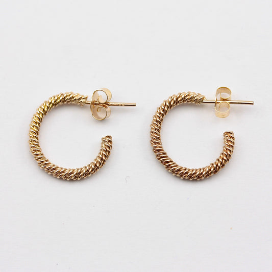 Vintage 9ct Gold Twist 3/4 Hoop Earrings, Small, 1984