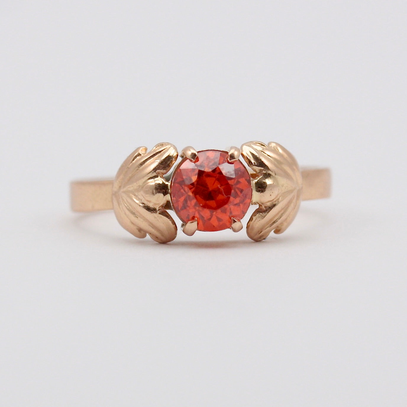 Vintage Soviet Russian 14K Gold and Spessartite Garnet Ring