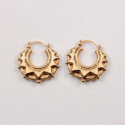 Pre-owned 9ct Gold Traditional Style Creole Hoop Earrings, Medium