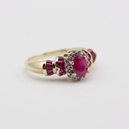 ruby diamond cluster ring 
