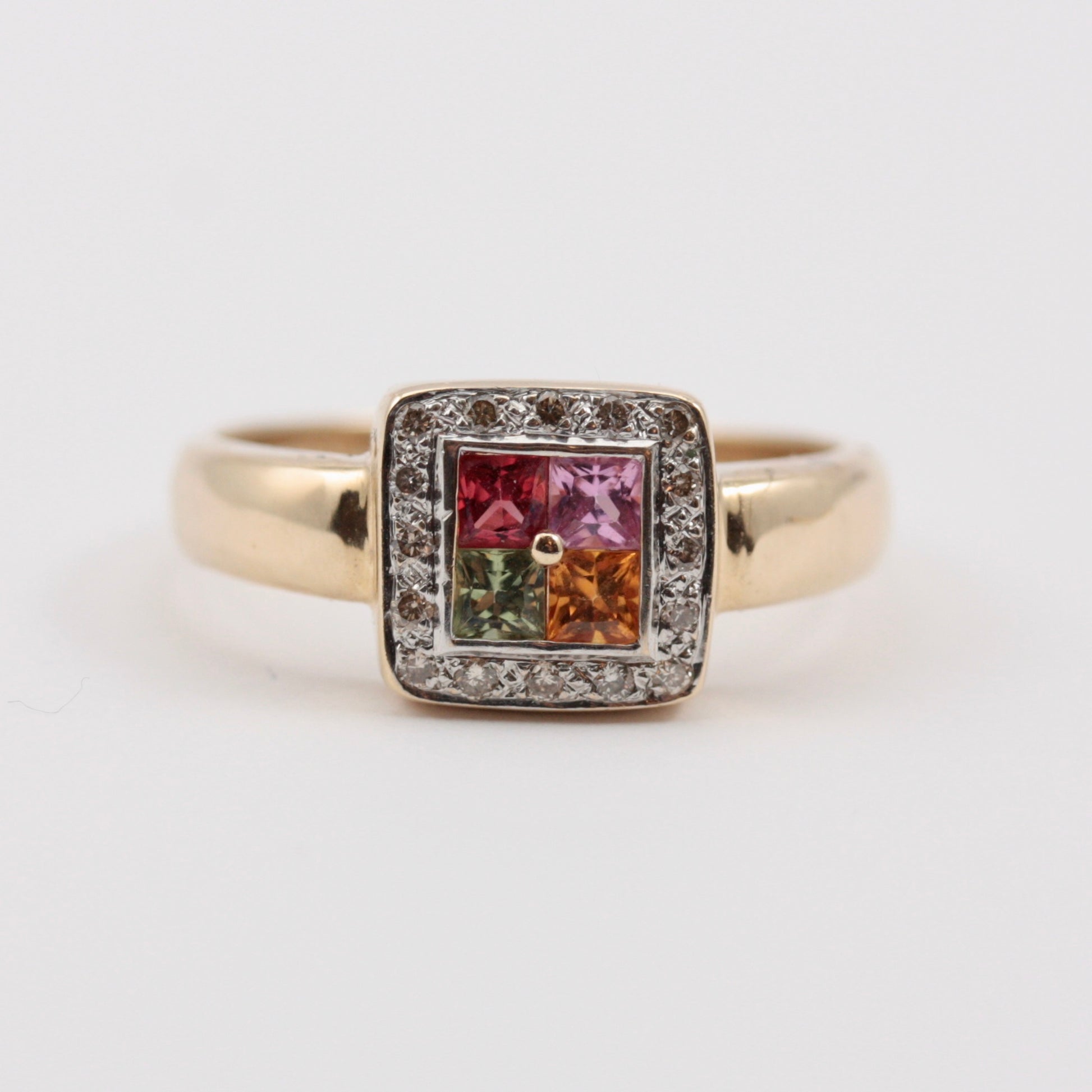 9ct gold multi colour topaz ring