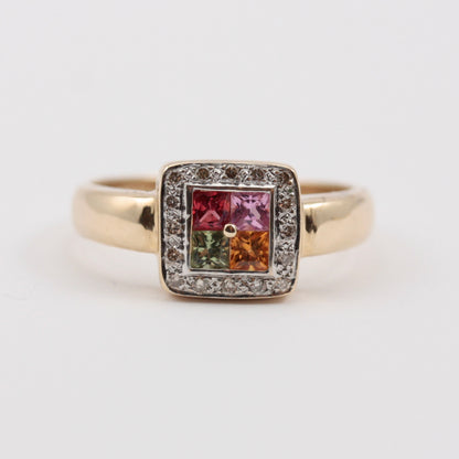9ct gold multi colour topaz ring