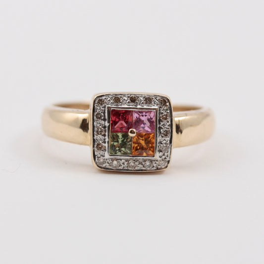 9ct gold multi colour topaz ring