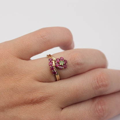green and pink tourmaline ring