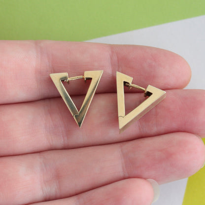Pre-owned 9ct Gold Triangle Hoop Earrings