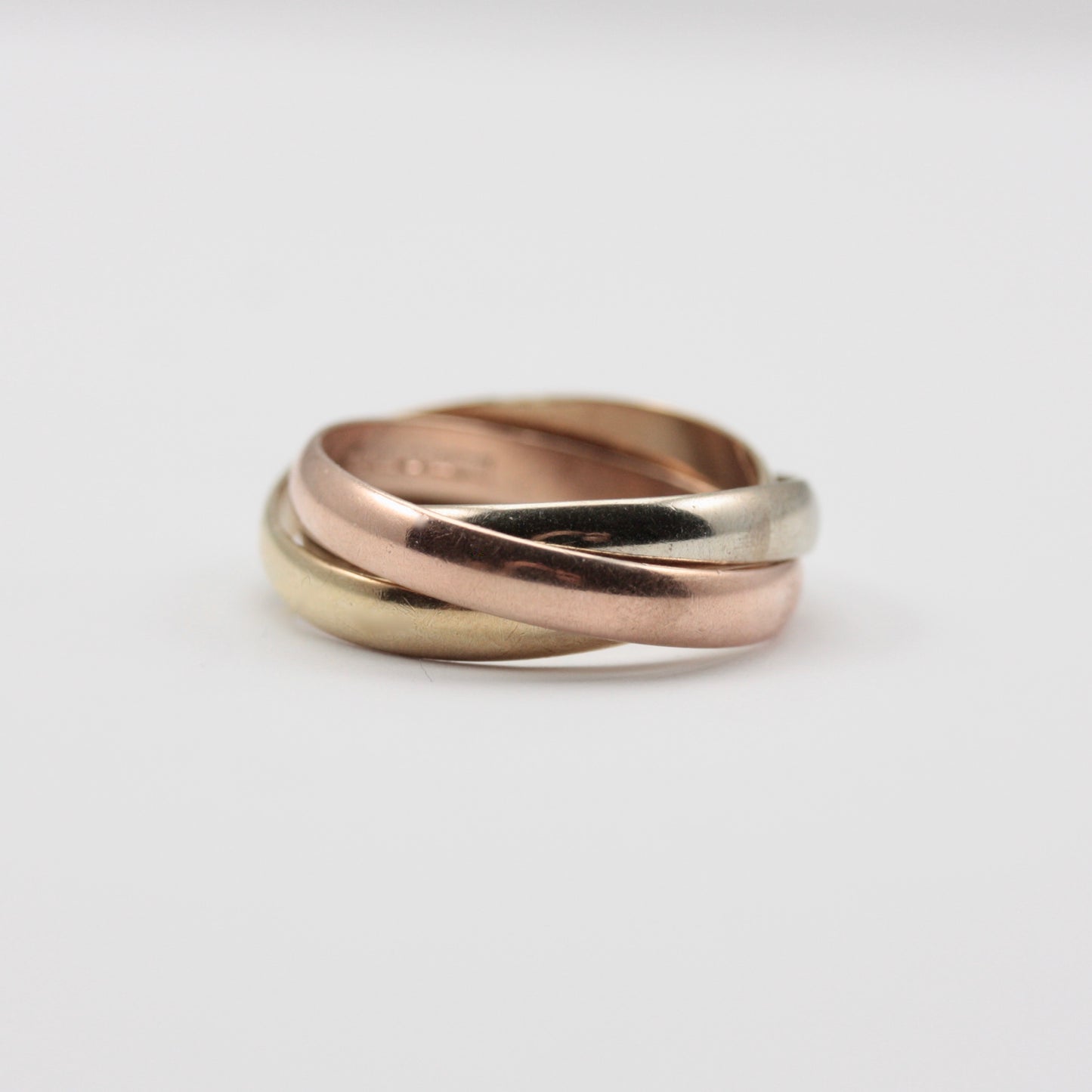 Chunky Vintage Tri Colour 9ct Gold Russian Wedding Ring, 1994